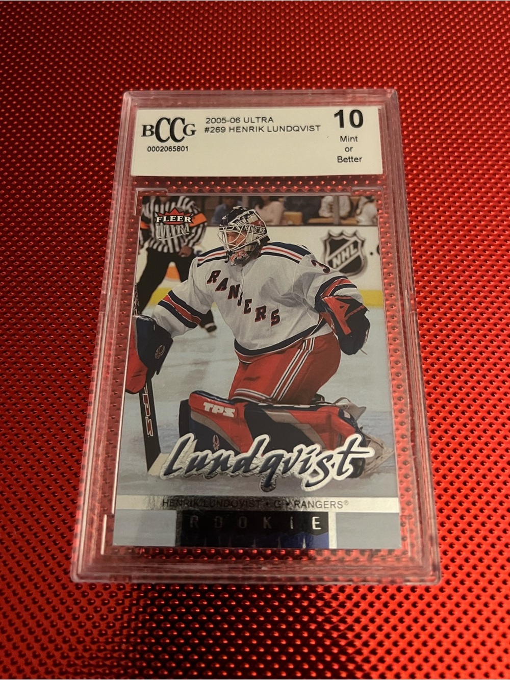 2005-06 Fleer Ultra Henrik Lundqvist Rookie Card BCCG 10